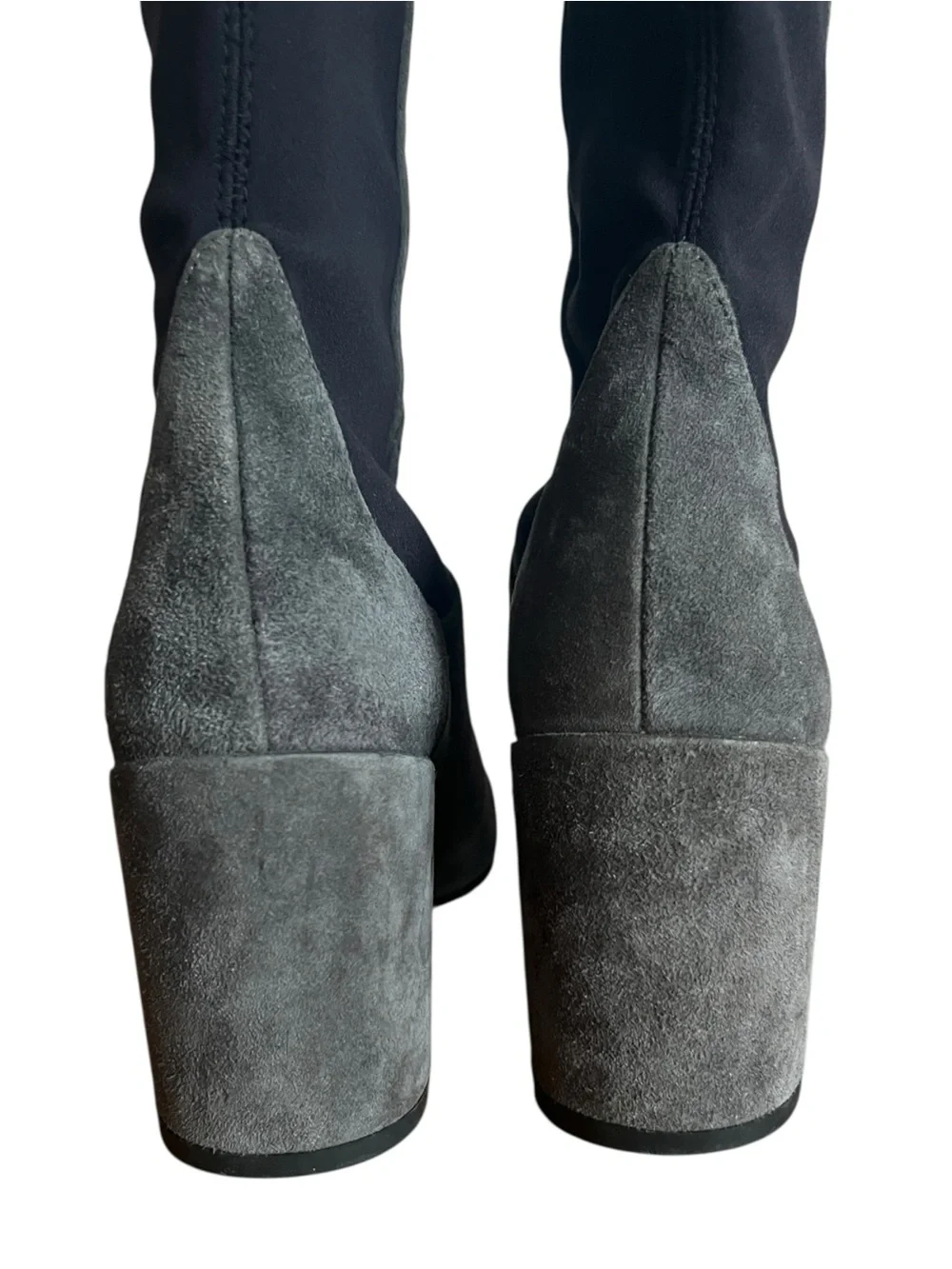 Stuart Weitzman Gray Suede Tall Block Heel Boots Size 7 M